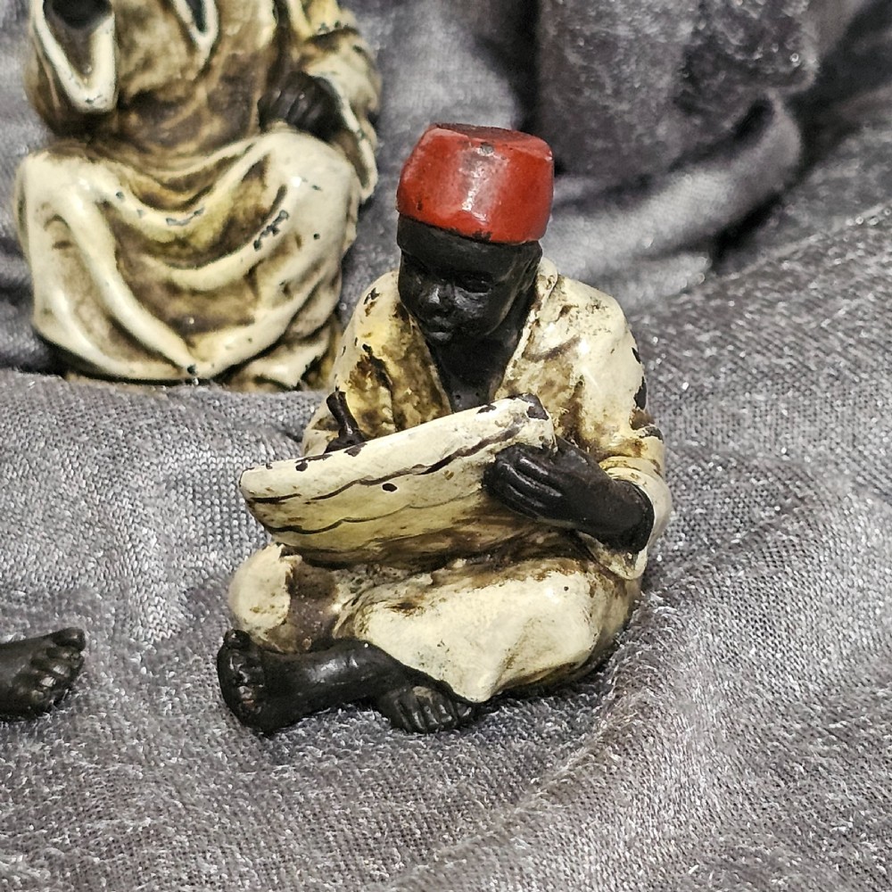 Cold-Painted Bronze Figurines – Arabian Scholars & Teacher Trio (Stamped “B” for Franz Bergman) View IX