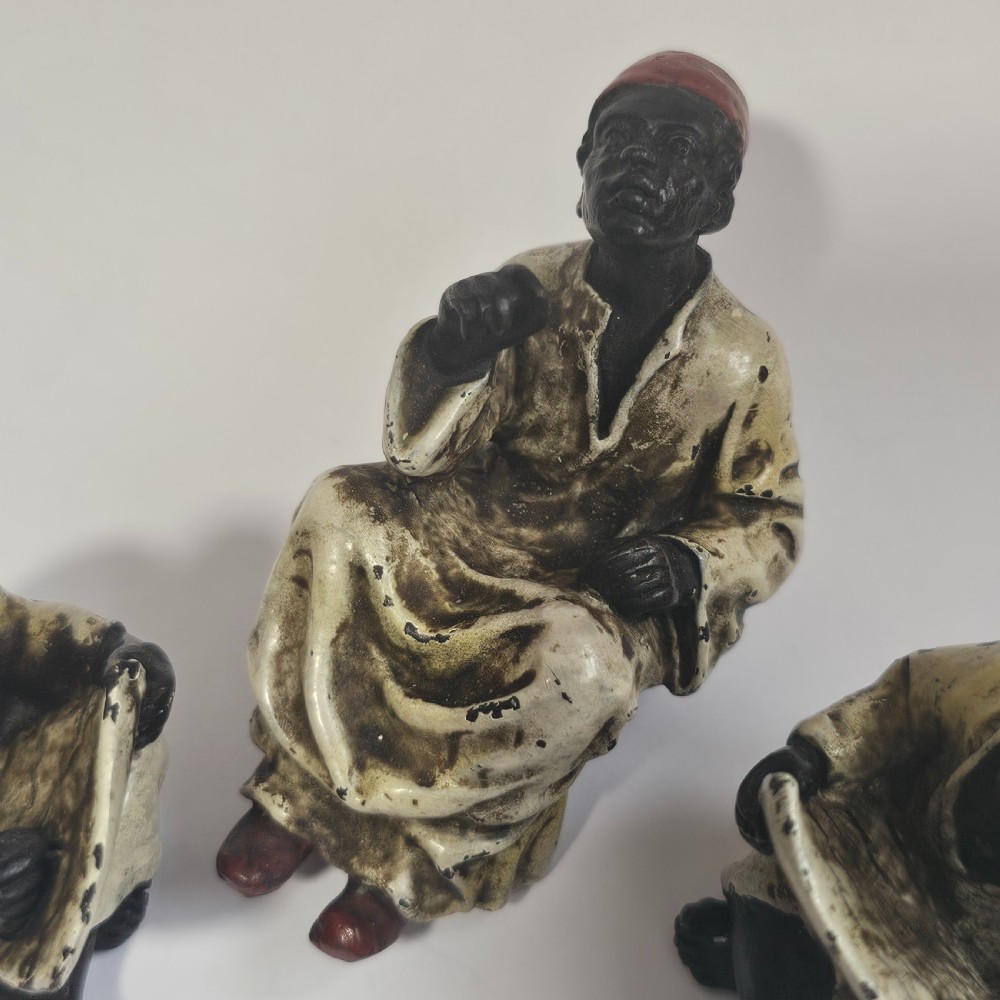 Cold-Painted Bronze Figurines – Arabian Scholars & Teacher Trio (Stamped “B” for Franz Bergman) View XIII