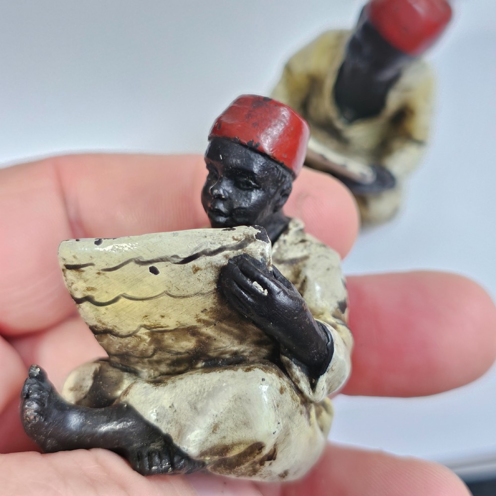 Cold-Painted Bronze Figurines – Arabian Scholars & Teacher Trio (Stamped “B” for Franz Bergman) View XVI