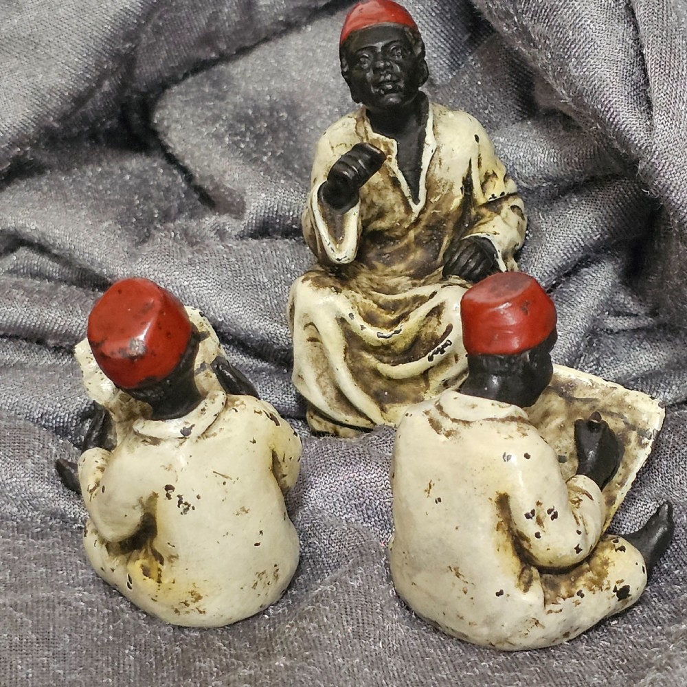 Cold-Painted Bronze Figurines – Arabian Scholars & Teacher Trio (Stamped “B” for Franz Bergman) View XIX