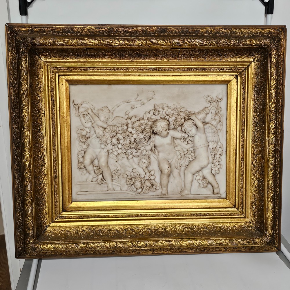 Fabulous Large Early 20thc Framed Alabaster Relief panel 