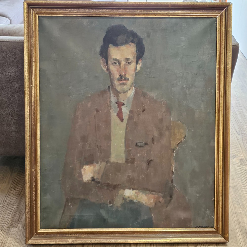 Kathryn Kynoch R.G.I (Scottish b1942 - 2025) - 102cm. portrait of a man with arms folded View VII