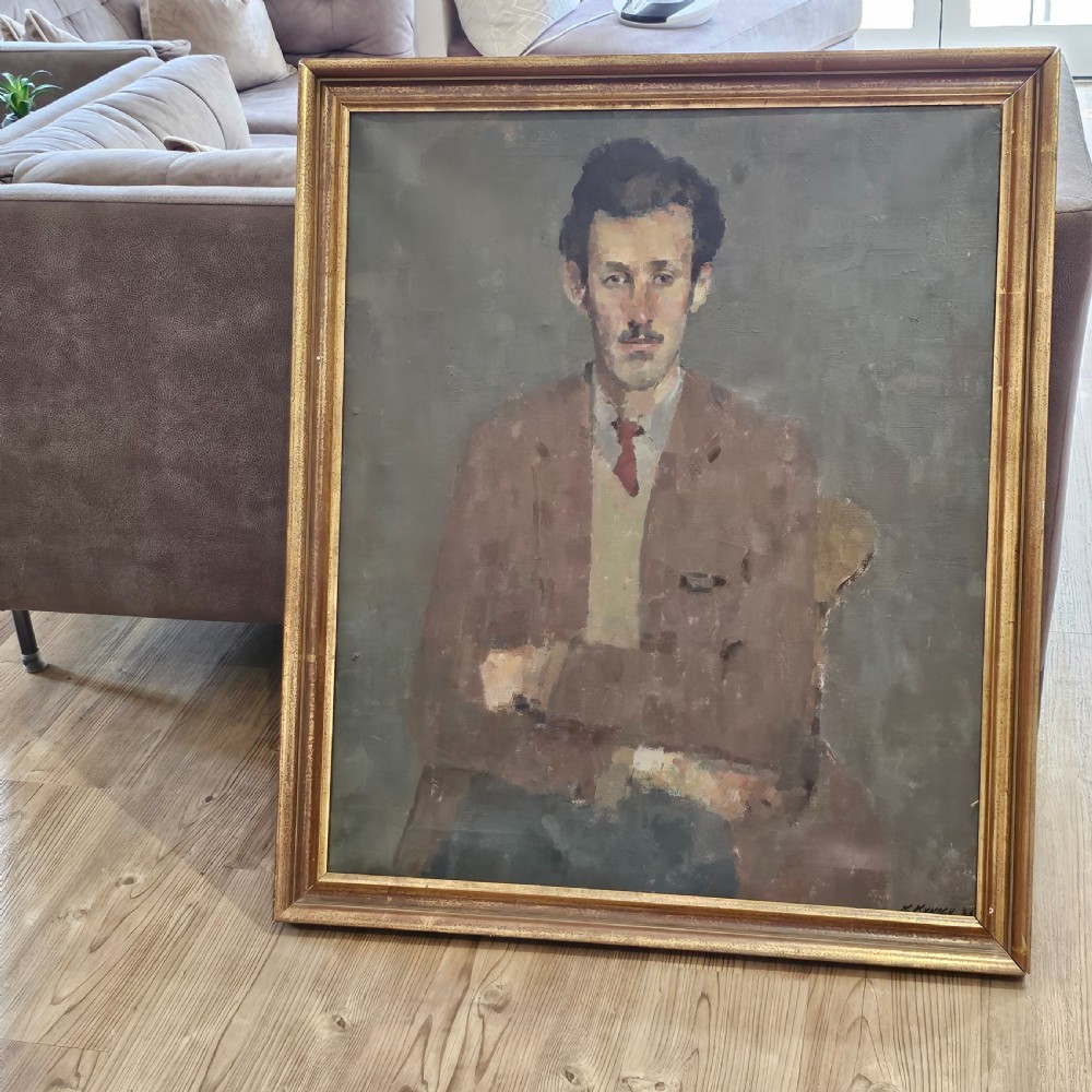 Kathryn Kynoch R.G.I (Scottish b1942 - 2025) - 102cm. portrait of a man with arms folded View IX