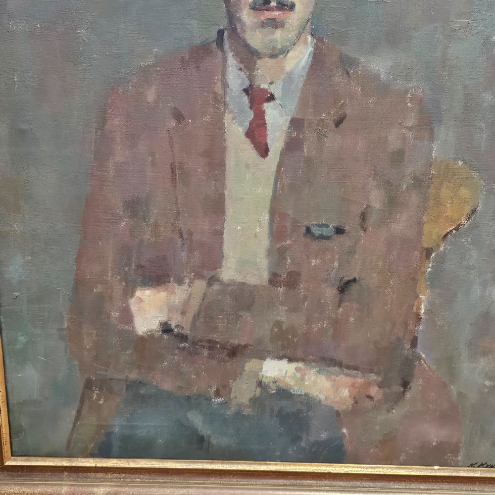 Kathryn Kynoch R.G.I (Scottish b1942 - 2025) - 102cm. portrait of a man with arms folded View X