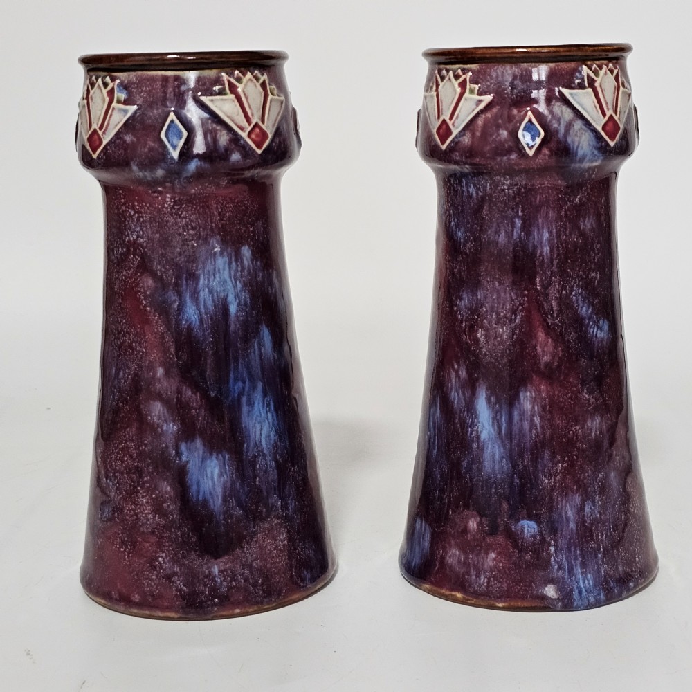 Attractive Pair of Purple Royal Doulton Art Deco vases c1920s View III