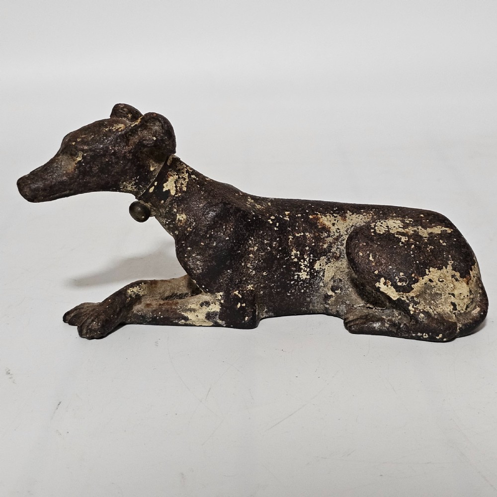 Fabulous 19thc Cast Iron Seated Greyhound - Desk Weight