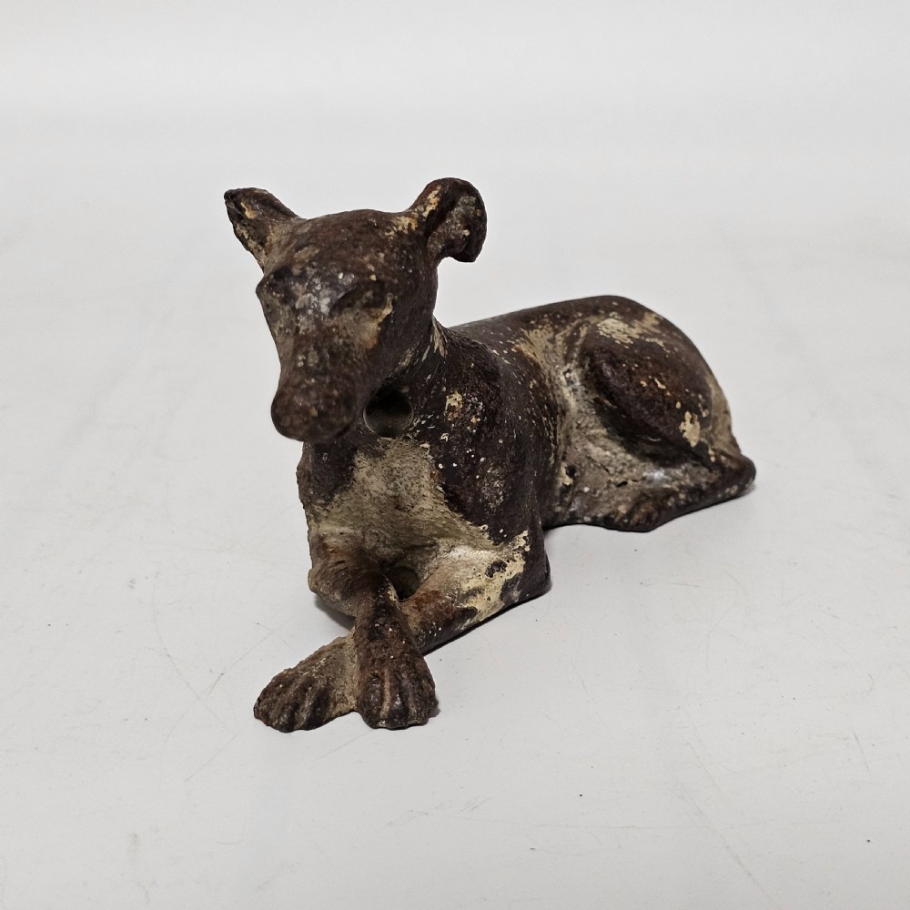 Fabulous 19thc Cast Iron Seated Greyhound - Desk Weight View II