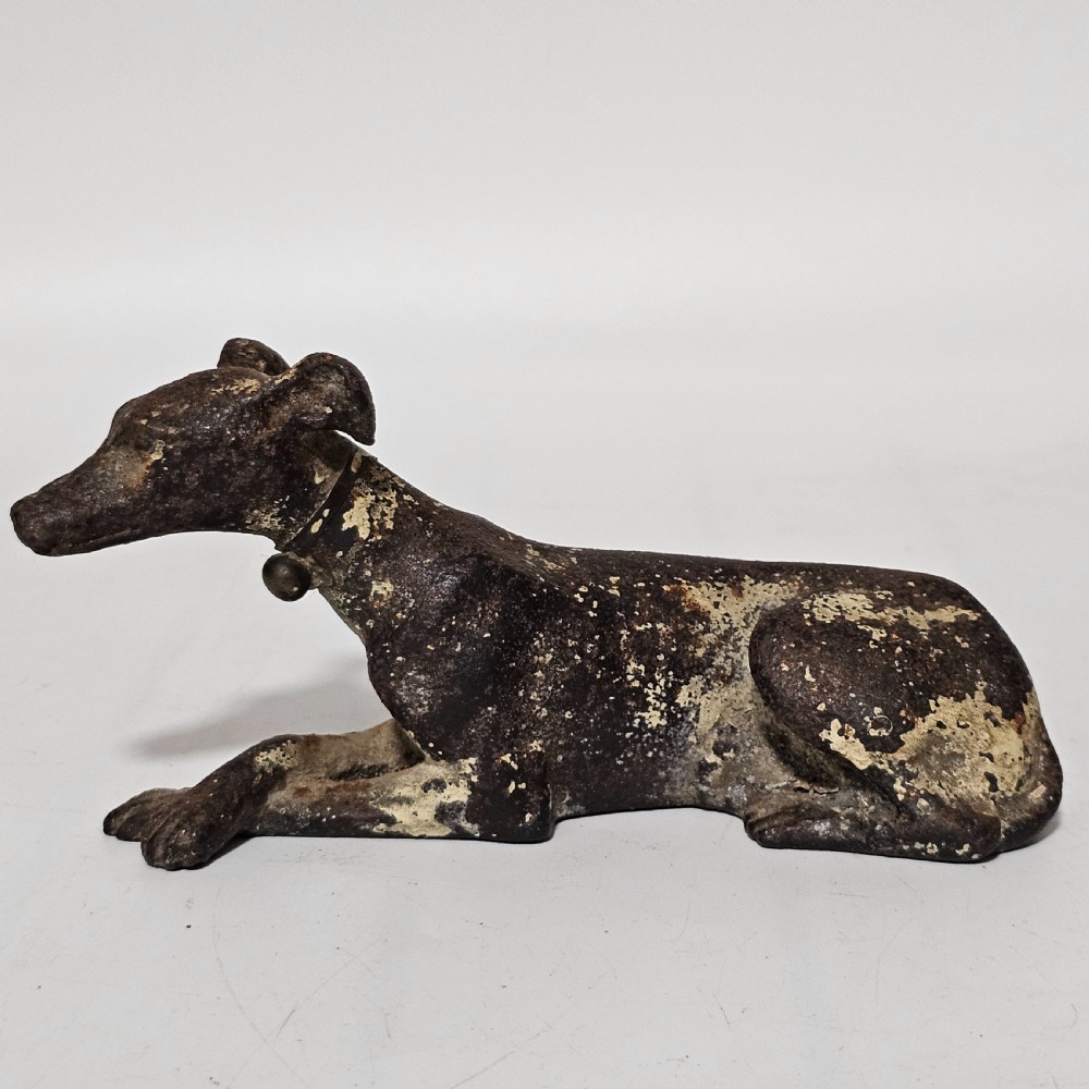 Fabulous 19thc Cast Iron Seated Greyhound - Desk Weight View VIII