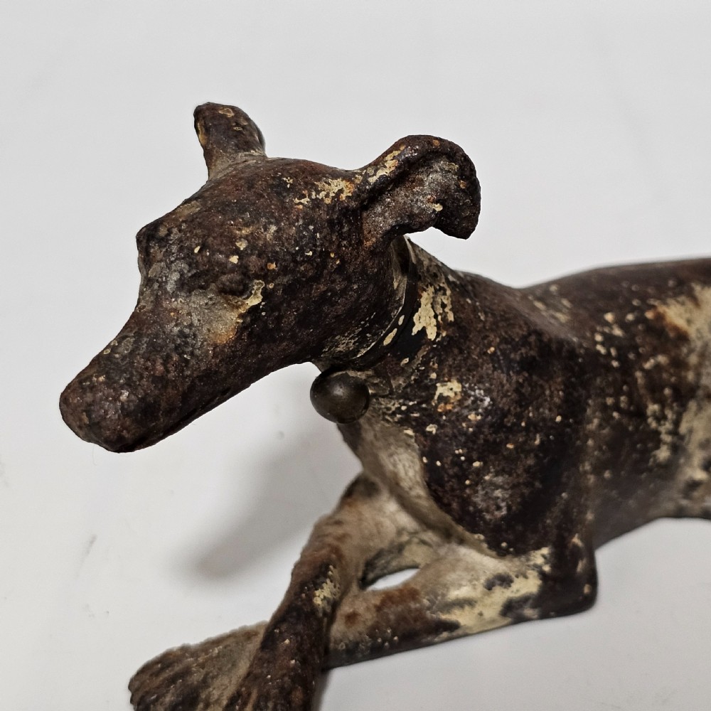 Fabulous 19thc Cast Iron Seated Greyhound - Desk Weight View IX