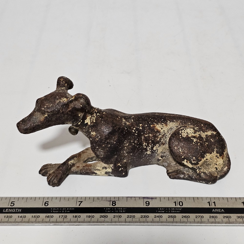 Fabulous 19thc Cast Iron Seated Greyhound - Desk Weight View XI