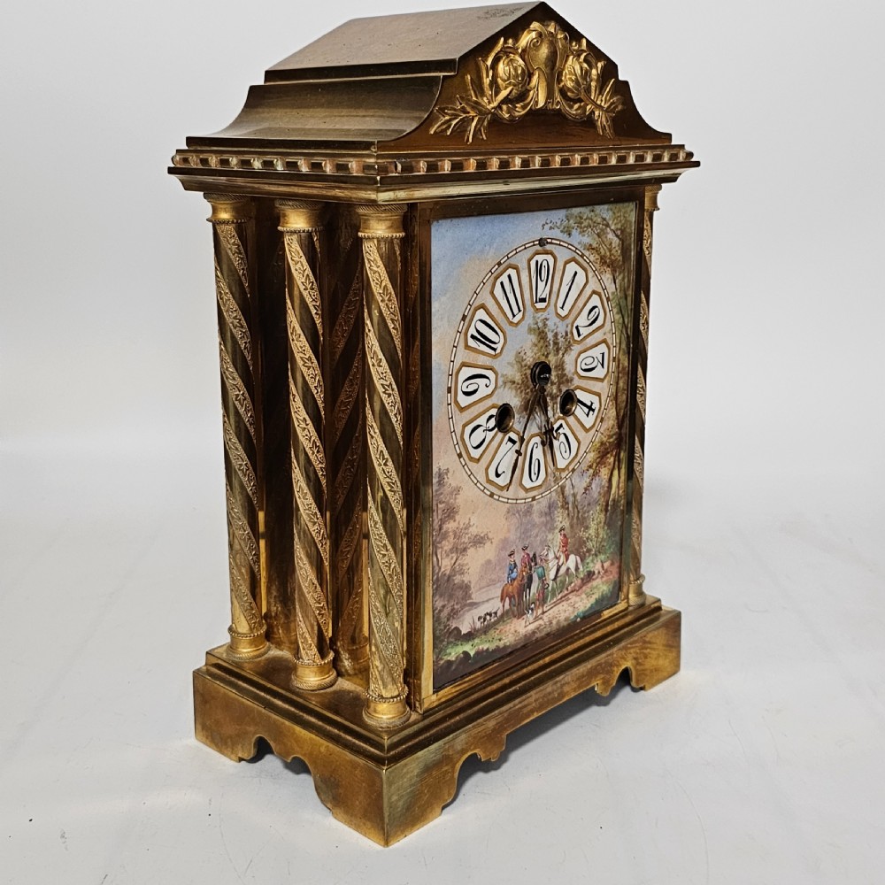 19th Century French Gilt Bronze & Porcelain Mantel Clock  View II
