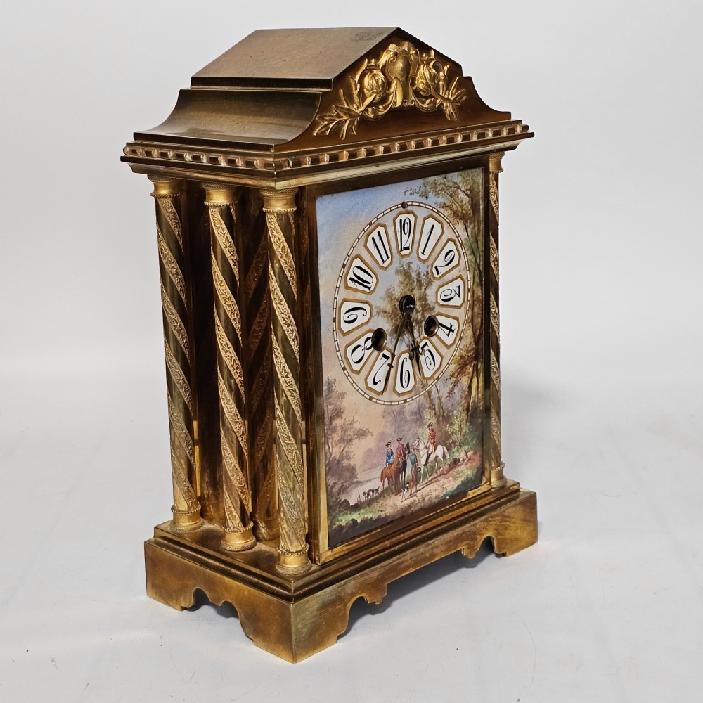 19th Century French Gilt Bronze & Porcelain Mantel Clock  View III