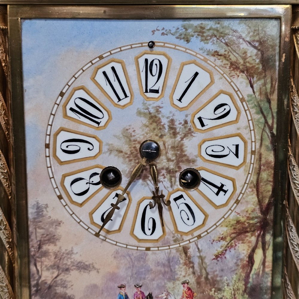 19th Century French Gilt Bronze & Porcelain Mantel Clock  View VI