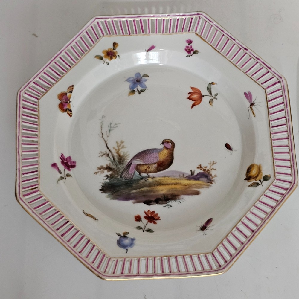 Four Antique KPM Berlin porcelain Octagonal Fretted Painted Plates  View XI