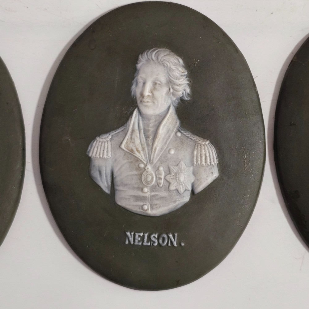 3 x Relief Basalt Portrait Plaques - Duke of Wellington & Napoleon Bonaparte & Lord Nelson  View II