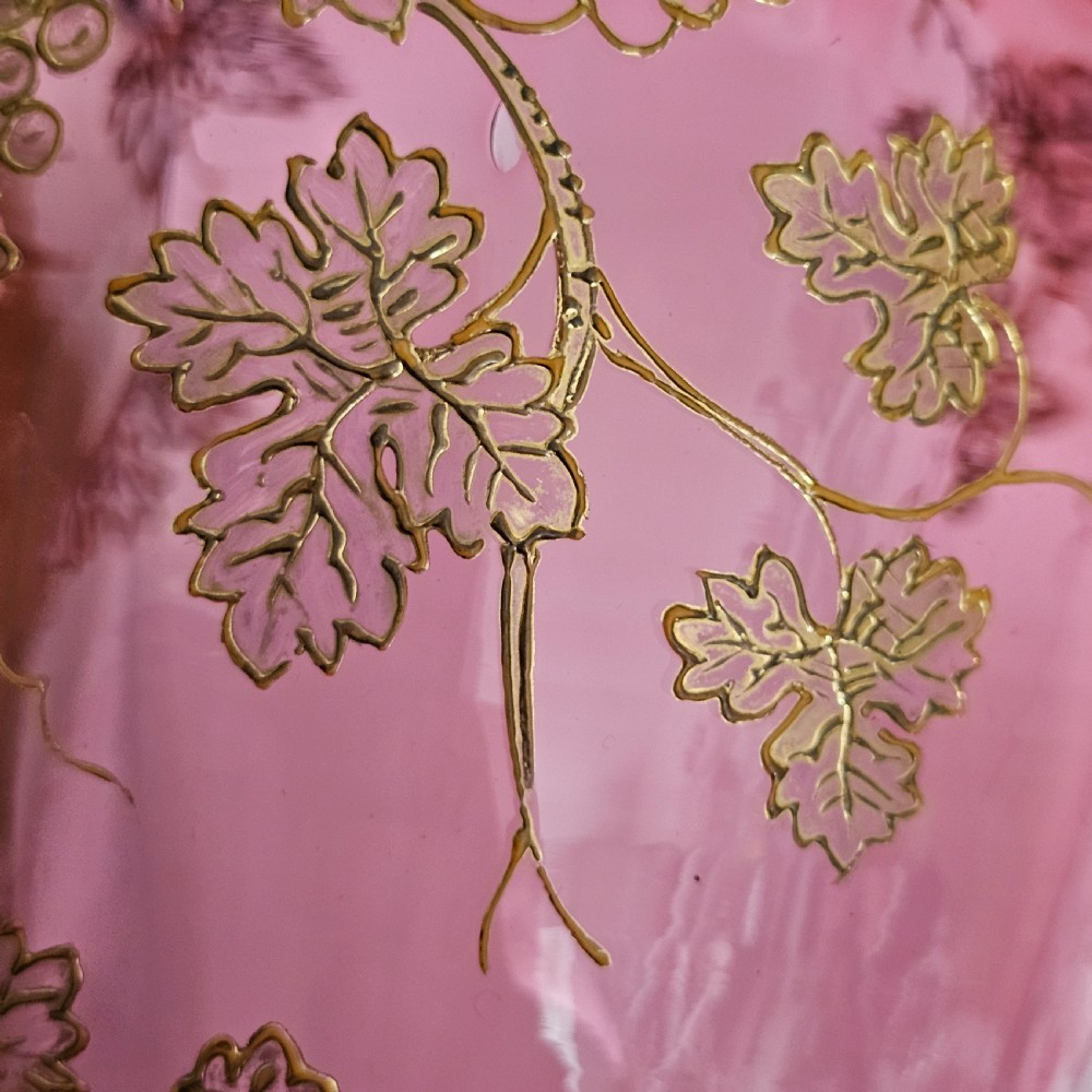 Pair of Large (36 cm) Antique Bohemian Cranberry Glass Vases with Gilded Accents, c.1910
 View XV