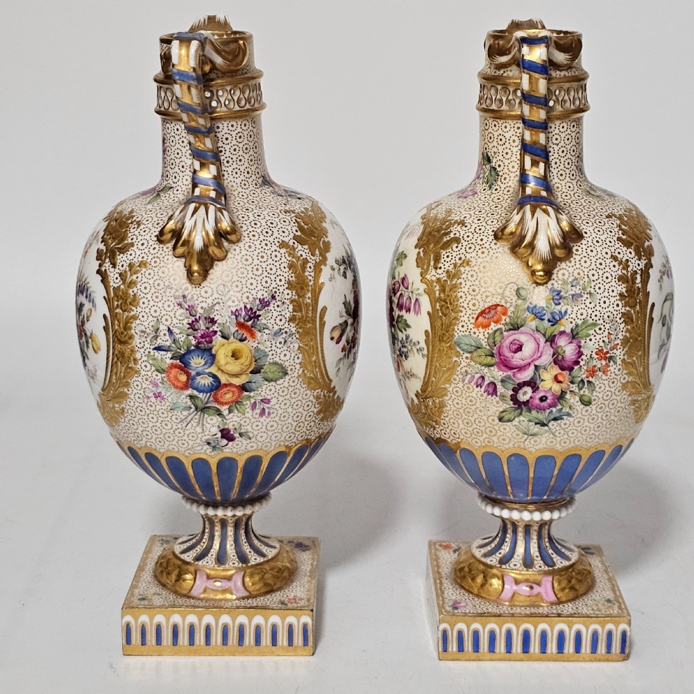 Stunning Pair of Regency Derby Style Hand-Painted Porcelain Vases, c.1810–1825 View II