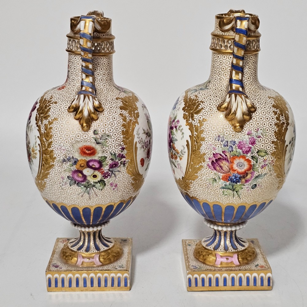 Stunning Pair of Regency Derby Style Hand-Painted Porcelain Vases, c.1810–1825 View IV