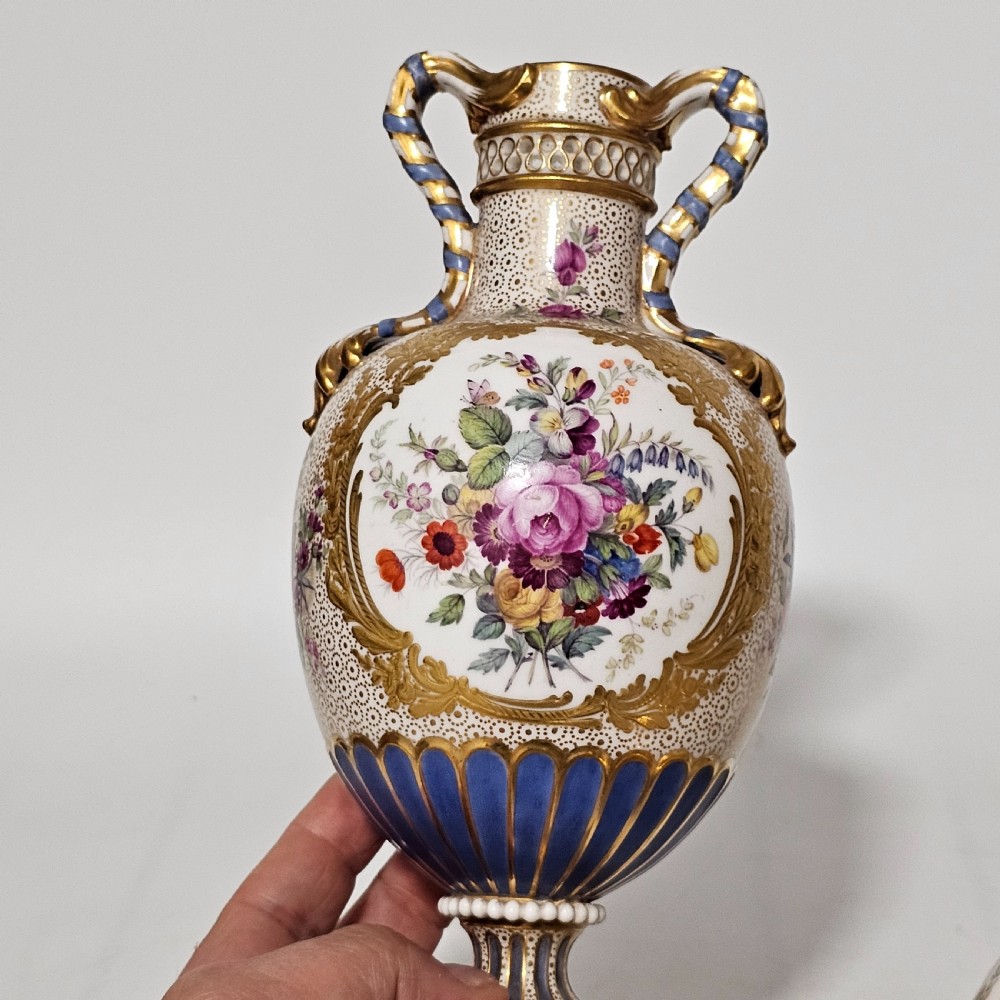 Stunning Pair of Regency Derby Style Hand-Painted Porcelain Vases, c.1810–1825 View XIV