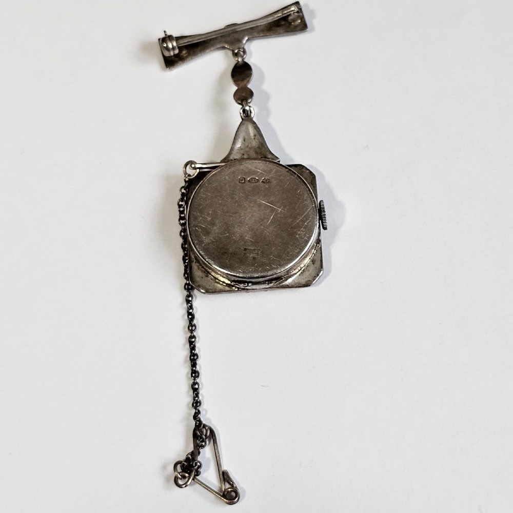 Vintage Sterling Silver & Marcasite Vintage Nurses Watch Brooch - Working View III