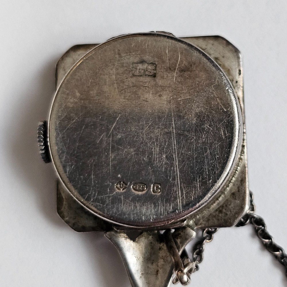 Vintage Sterling Silver & Marcasite Vintage Nurses Watch Brooch - Working View IX