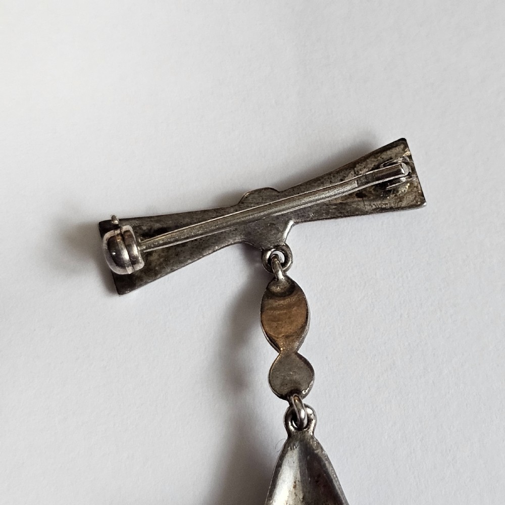 Vintage Sterling Silver & Marcasite Vintage Nurses Watch Brooch - Working View X