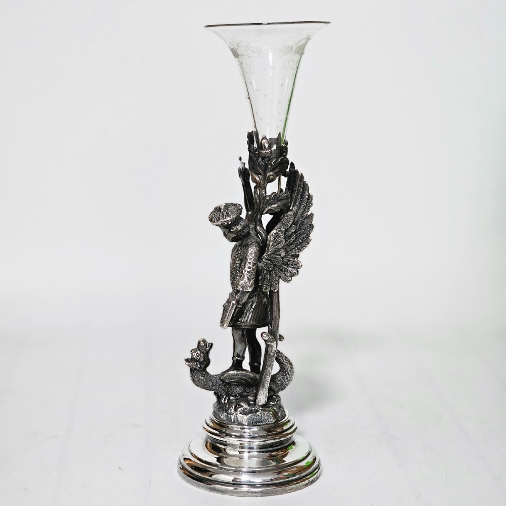19thc St George Slaying the Dragon SP & Glass Epergne - James Deakin
