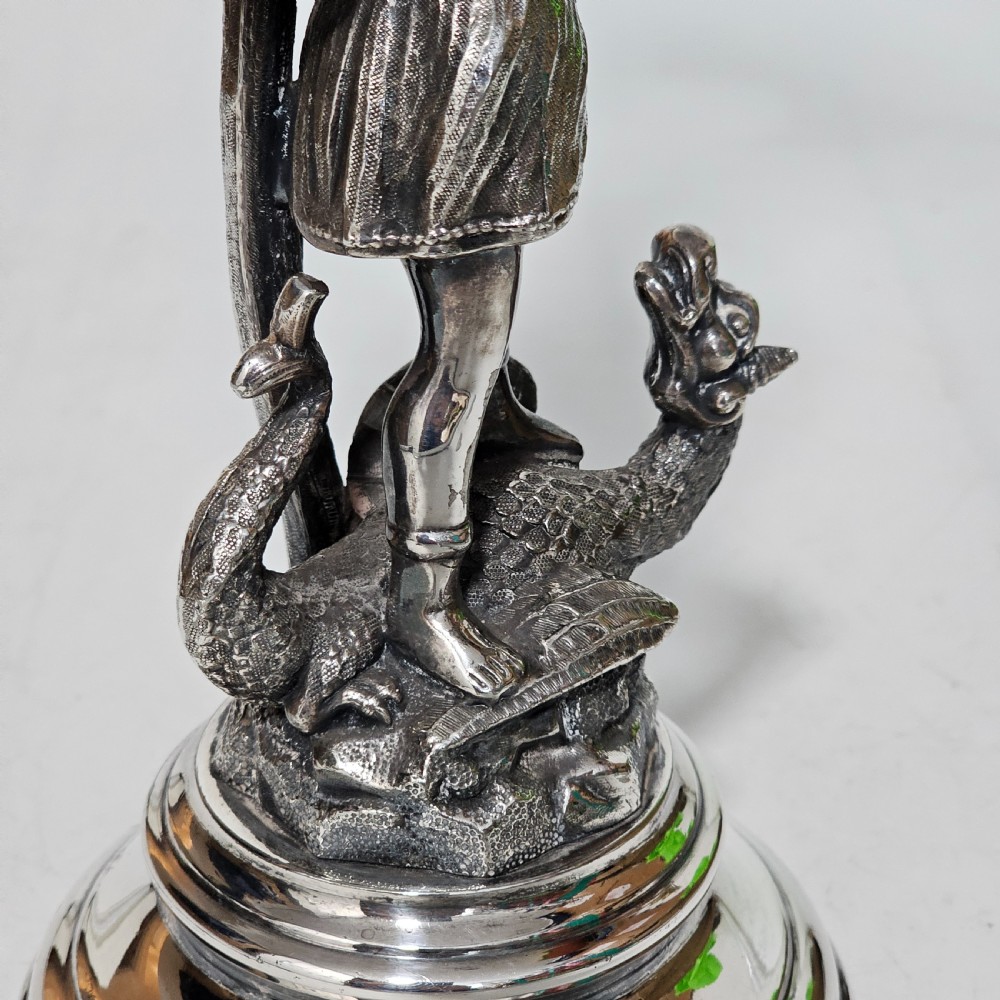 19thc St George Slaying the Dragon SP & Glass Epergne - James Deakin View V