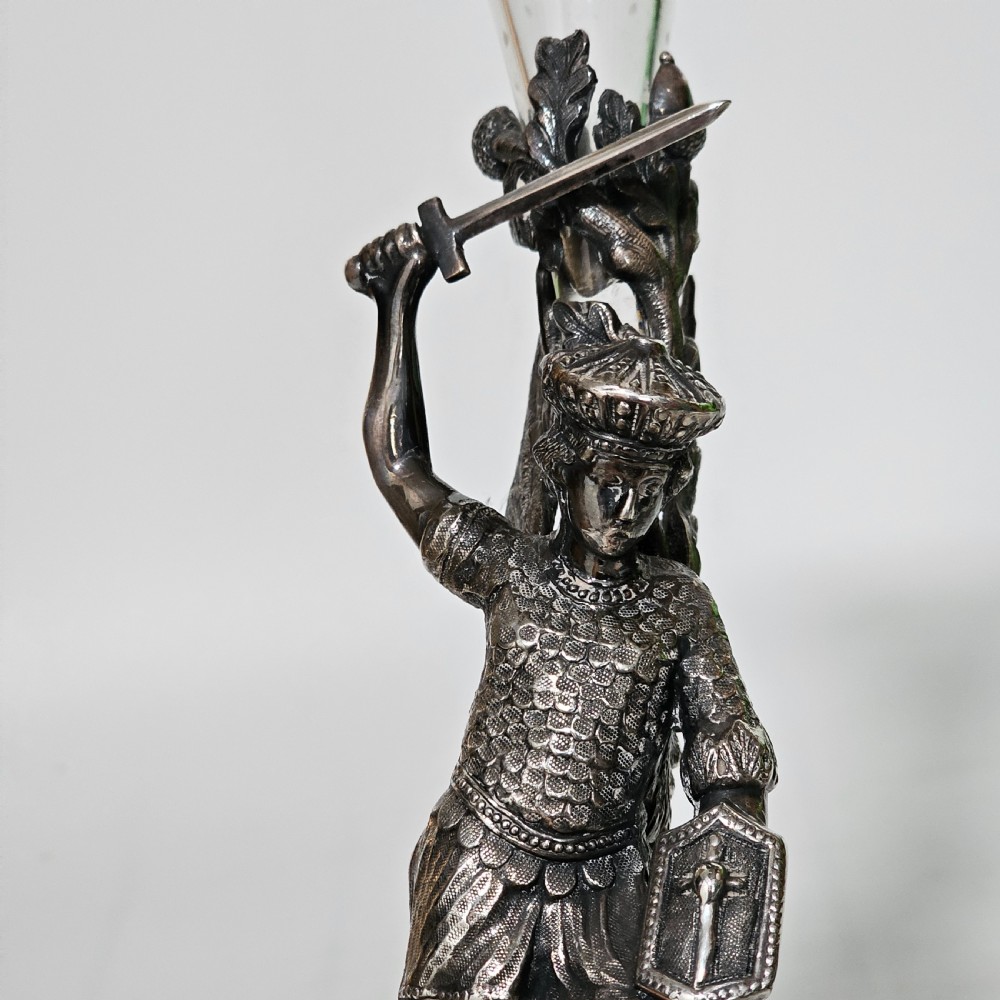 19thc St George Slaying the Dragon SP & Glass Epergne - James Deakin View X