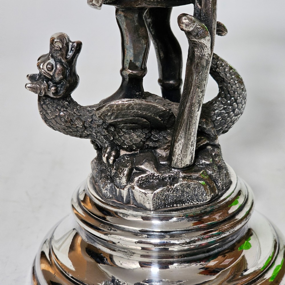 19thc St George Slaying the Dragon SP & Glass Epergne - James Deakin View XI