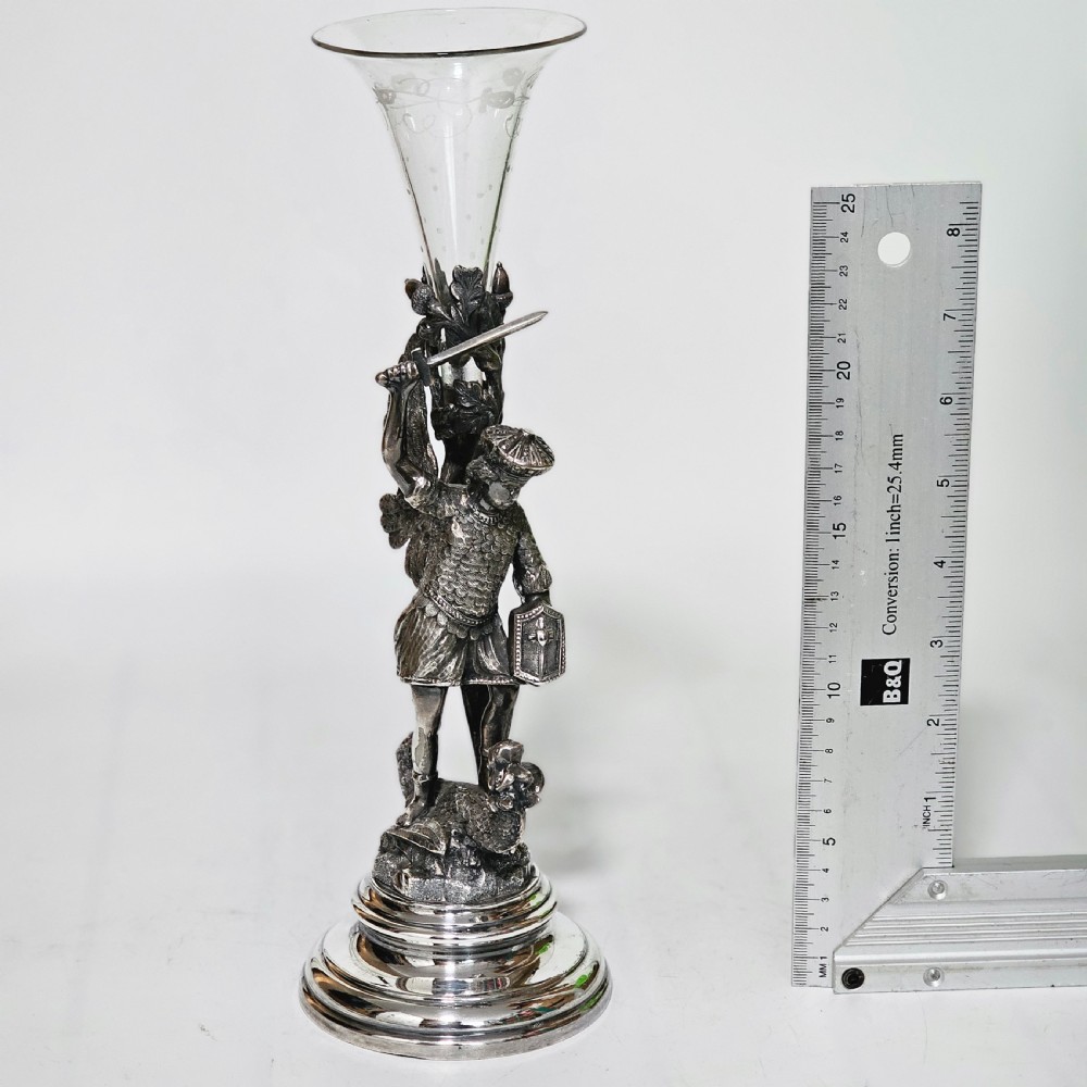 19thc St George Slaying the Dragon SP & Glass Epergne - James Deakin View XV