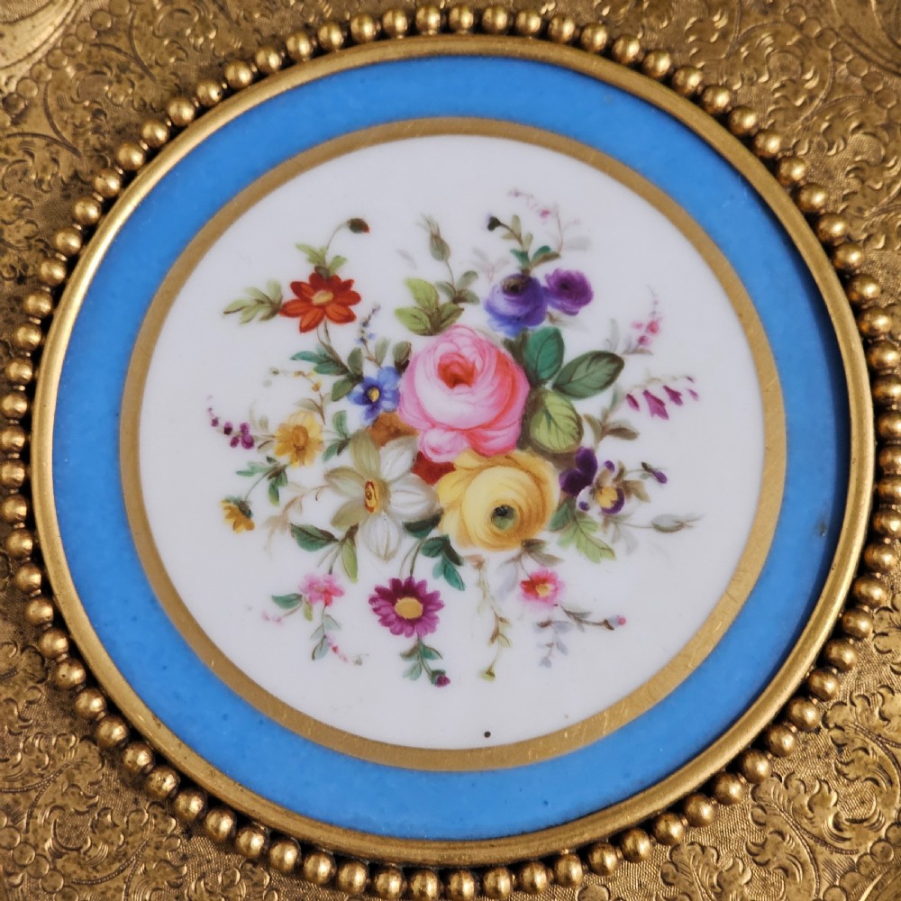 Striking 19thc Sevres Mounted Gilt Brass Dish Surrounded by Antique Cameos View III