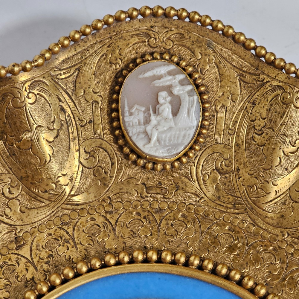 Striking 19thc Sevres Mounted Gilt Brass Dish Surrounded by Antique Cameos View VII