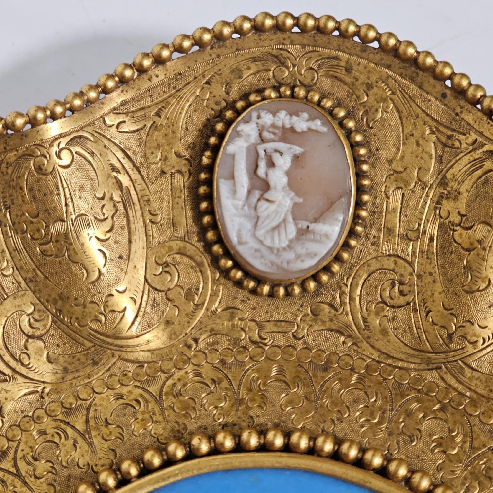 Striking 19thc Sevres Mounted Gilt Brass Dish Surrounded by Antique Cameos View VIII