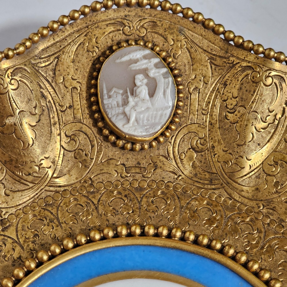 Striking 19thc Sevres Mounted Gilt Brass Dish Surrounded by Antique Cameos View IX