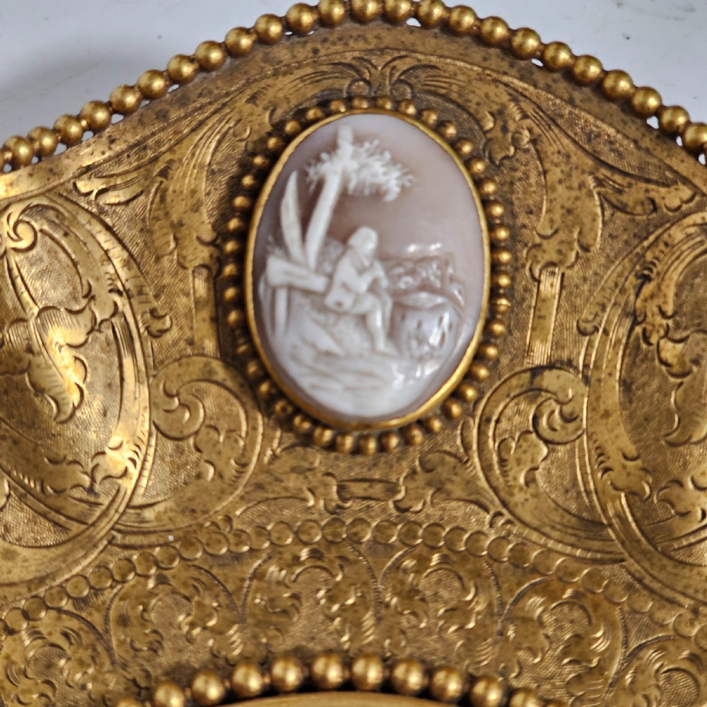 Striking 19thc Sevres Mounted Gilt Brass Dish Surrounded by Antique Cameos View XI