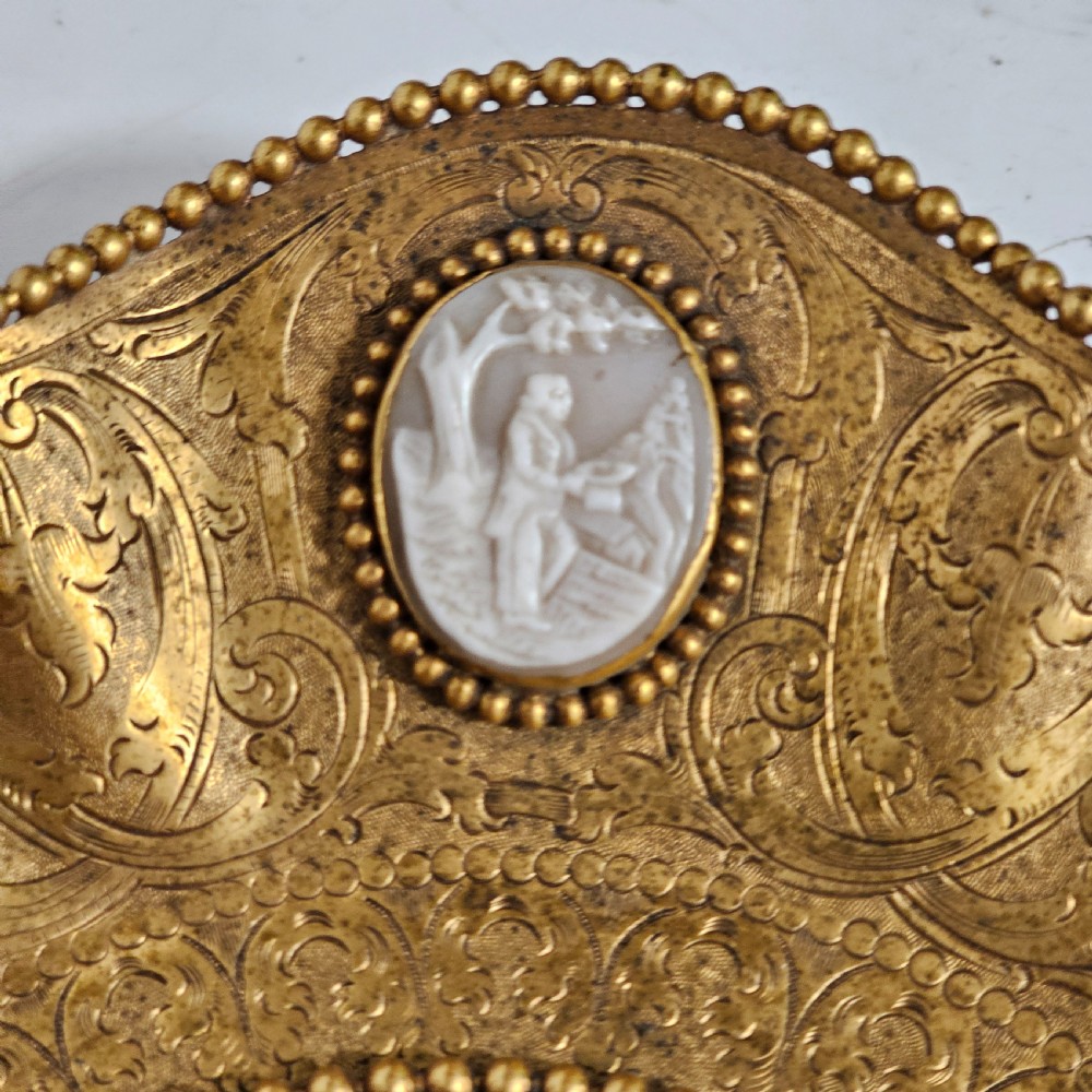 Striking 19thc Sevres Mounted Gilt Brass Dish Surrounded by Antique Cameos View XII