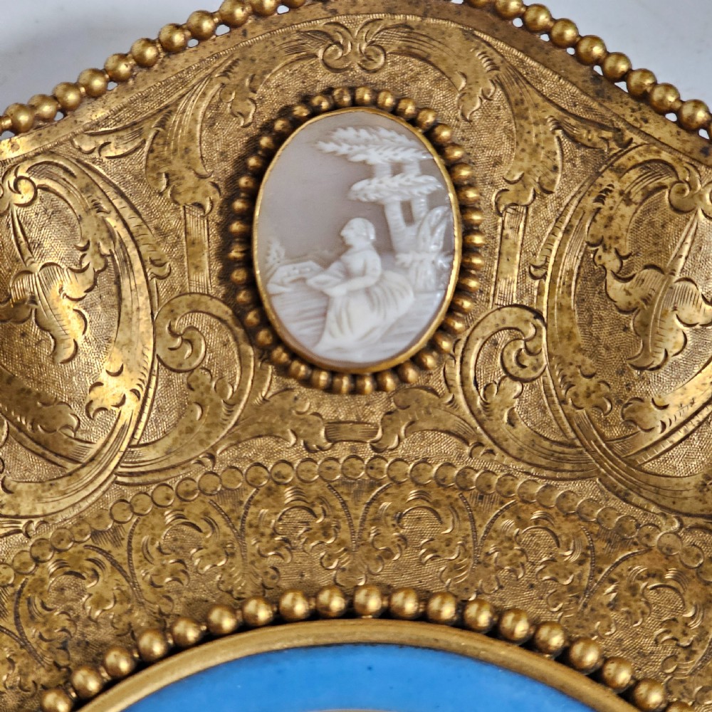 Striking 19thc Sevres Mounted Gilt Brass Dish Surrounded by Antique Cameos View XIII