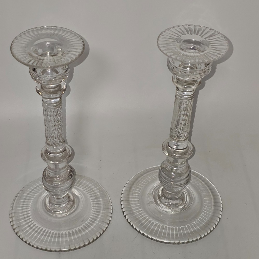 Superb Large Pair of Victorian Cut Glass Candlesticks View IX