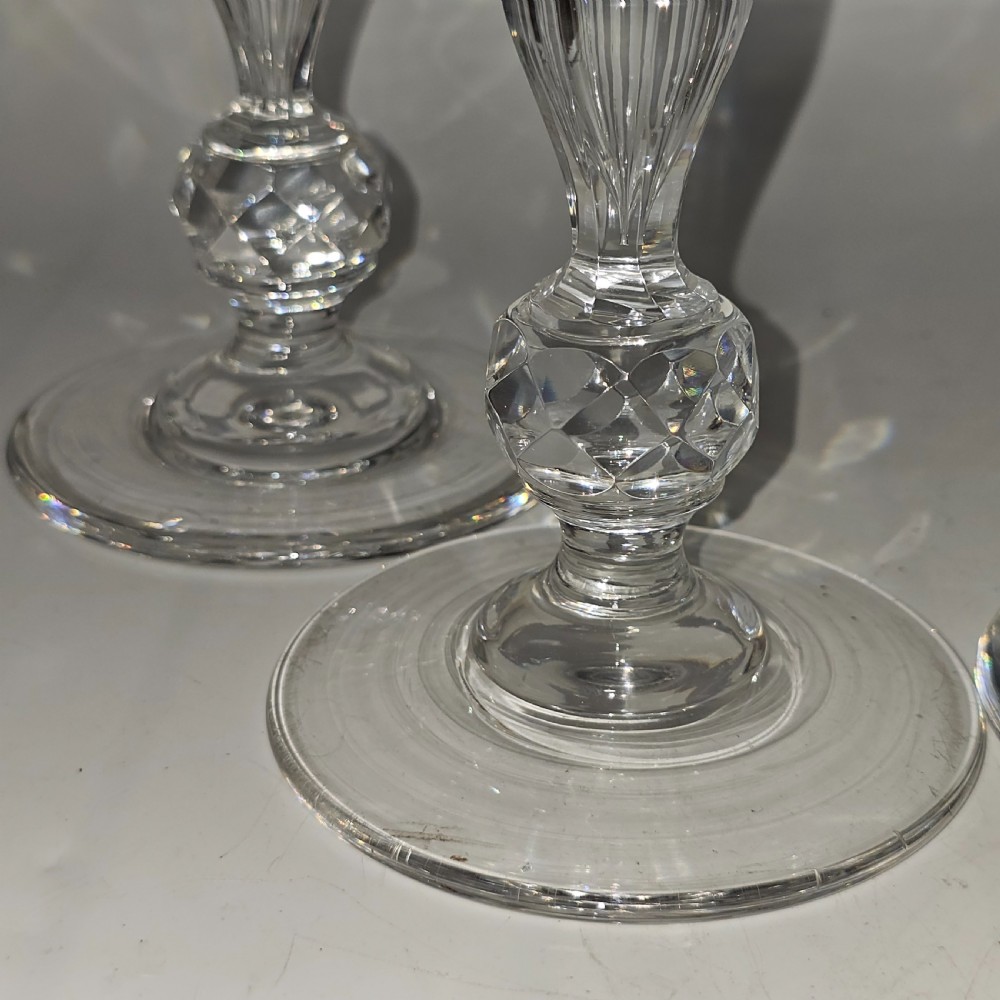 Set of Four Matching Crystal Cut Candlesticks Late 19thc View V