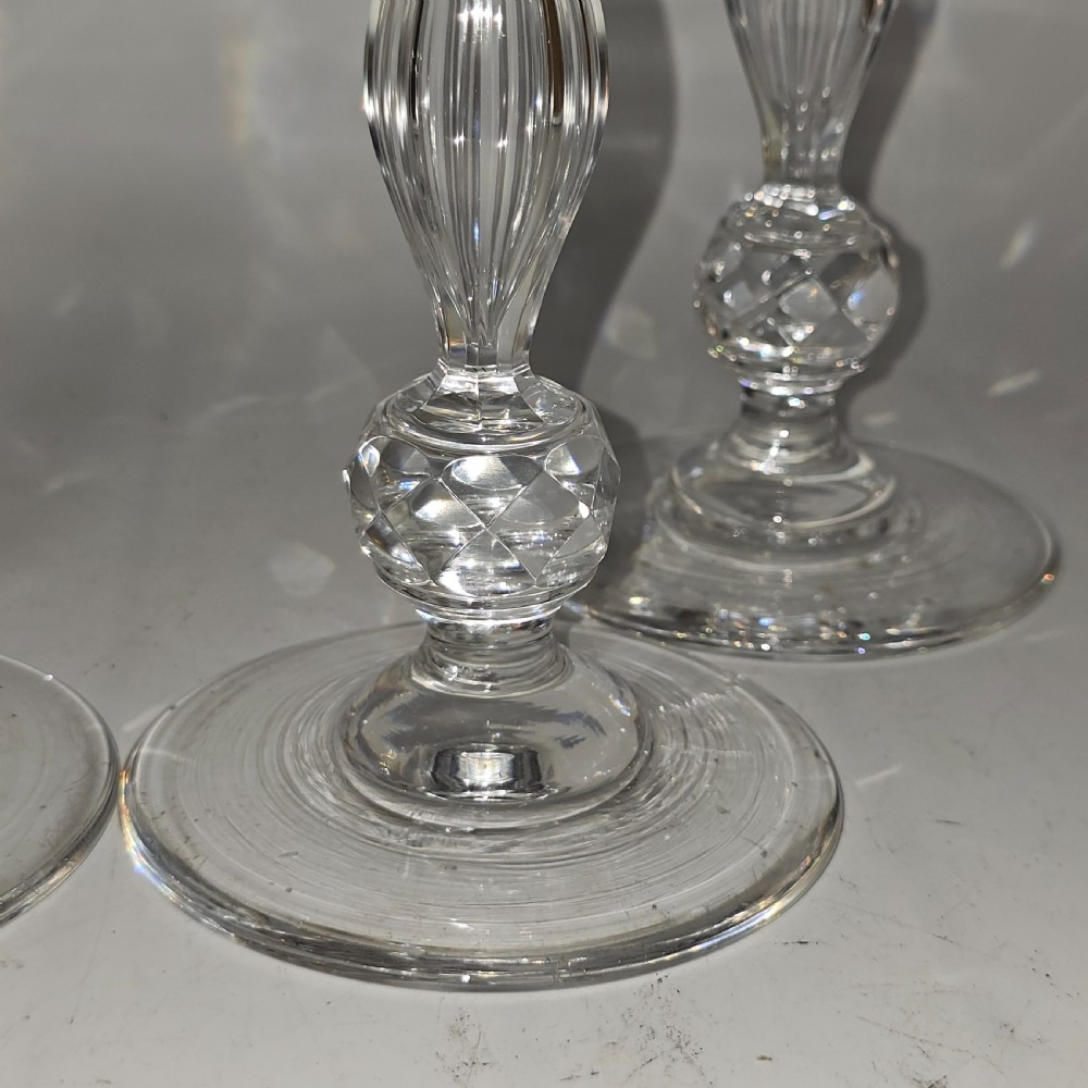 Set of Four Matching Crystal Cut Candlesticks Late 19thc View VI