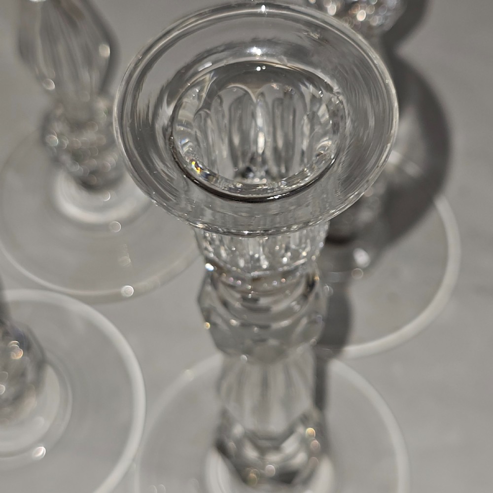 Set of Four Matching Crystal Cut Candlesticks Late 19thc View VII