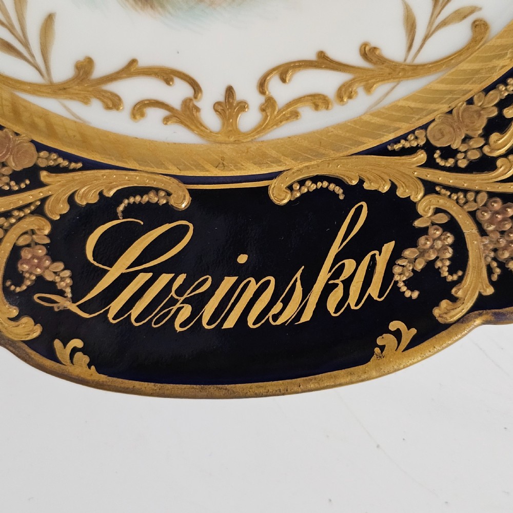 Exceptional Quality Pair of Sevres Hand Painted French 19th Century Portrait Plates of Louis XV & Mdme. Lukinska  View VII