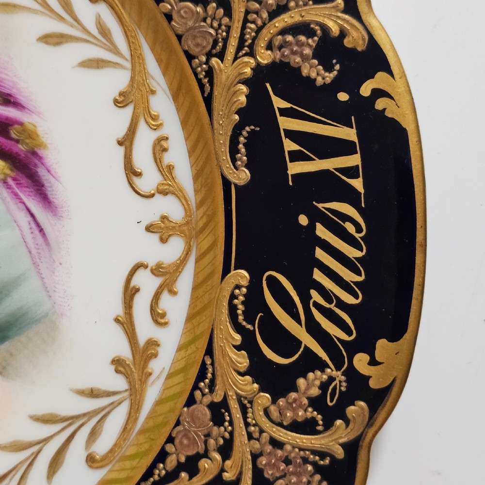 Exceptional Quality Pair of Sevres Hand Painted French 19th Century Portrait Plates of Louis XV & Mdme. Lukinska  View IX