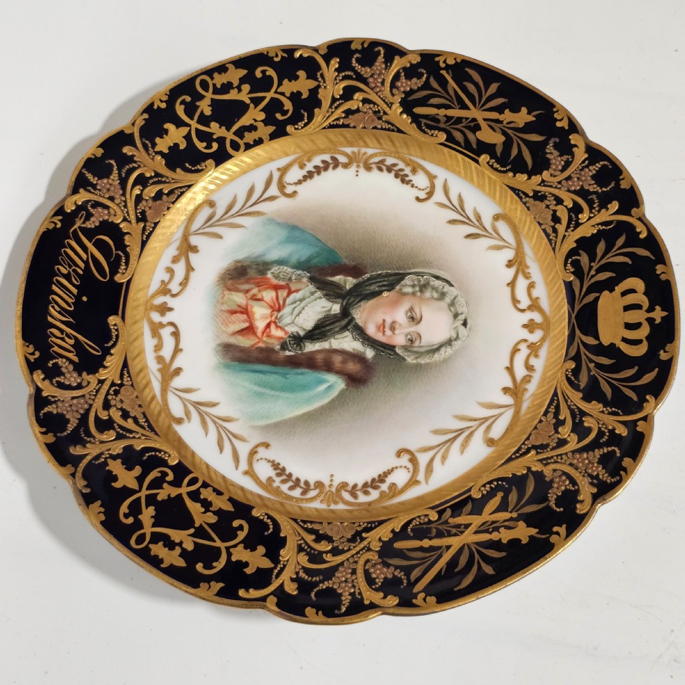 Exceptional Quality Pair of Sevres Hand Painted French 19th Century Portrait Plates of Louis XV & Mdme. Lukinska  View XI