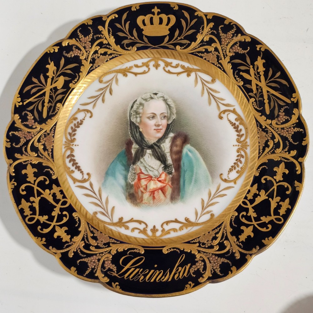 Exceptional Quality Pair of Sevres Hand Painted French 19th Century Portrait Plates of Louis XV & Mdme. Lukinska  View XII