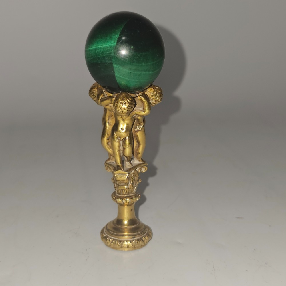 19thc Gilt Bronze & Malachite Mounted Desk Seal View II