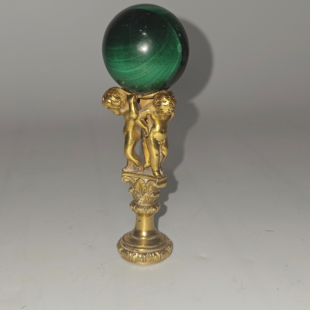 19thc Gilt Bronze & Malachite Mounted Desk Seal View III