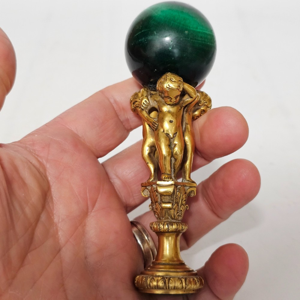 19thc Gilt Bronze & Malachite Mounted Desk Seal View V