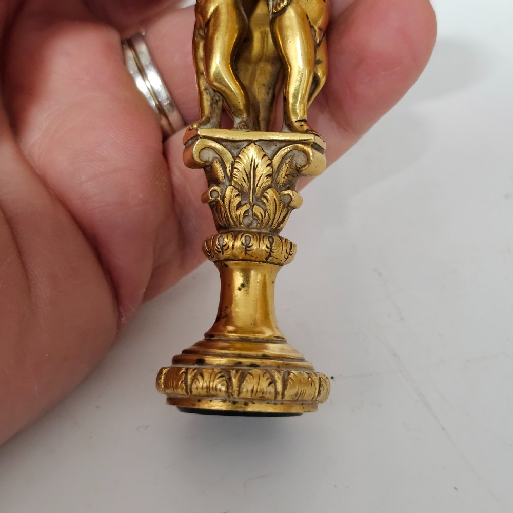 19thc Gilt Bronze & Malachite Mounted Desk Seal View VI